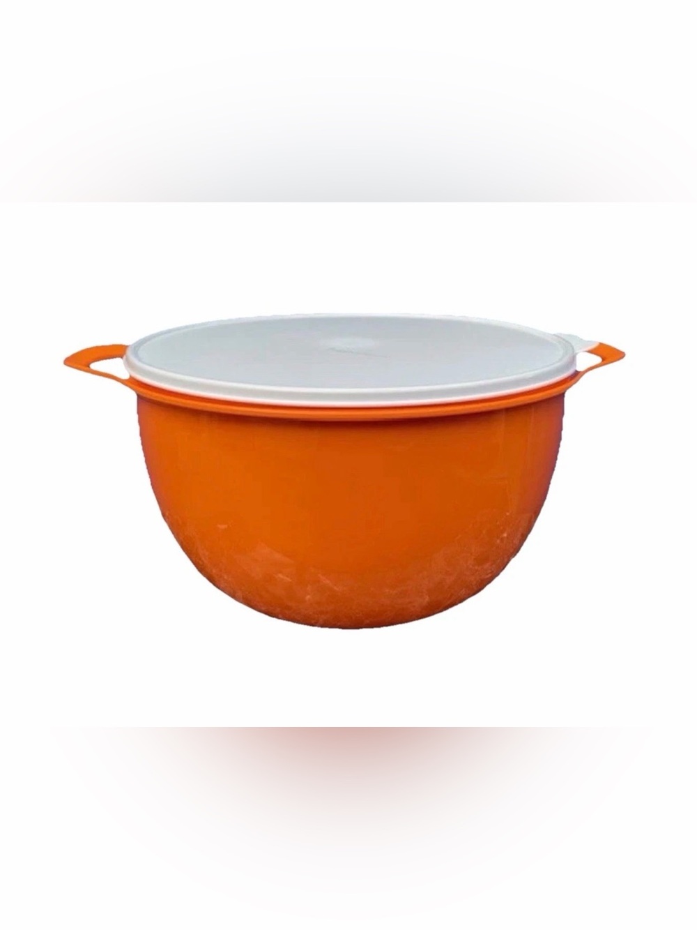 Tupperware Thatsa Mega Bowl 10L / 42 Cups Orange With White Seal Double Handle
